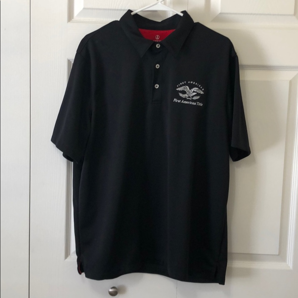 Lands End Mens Large Shirt Sleeve Polo Shirt Black